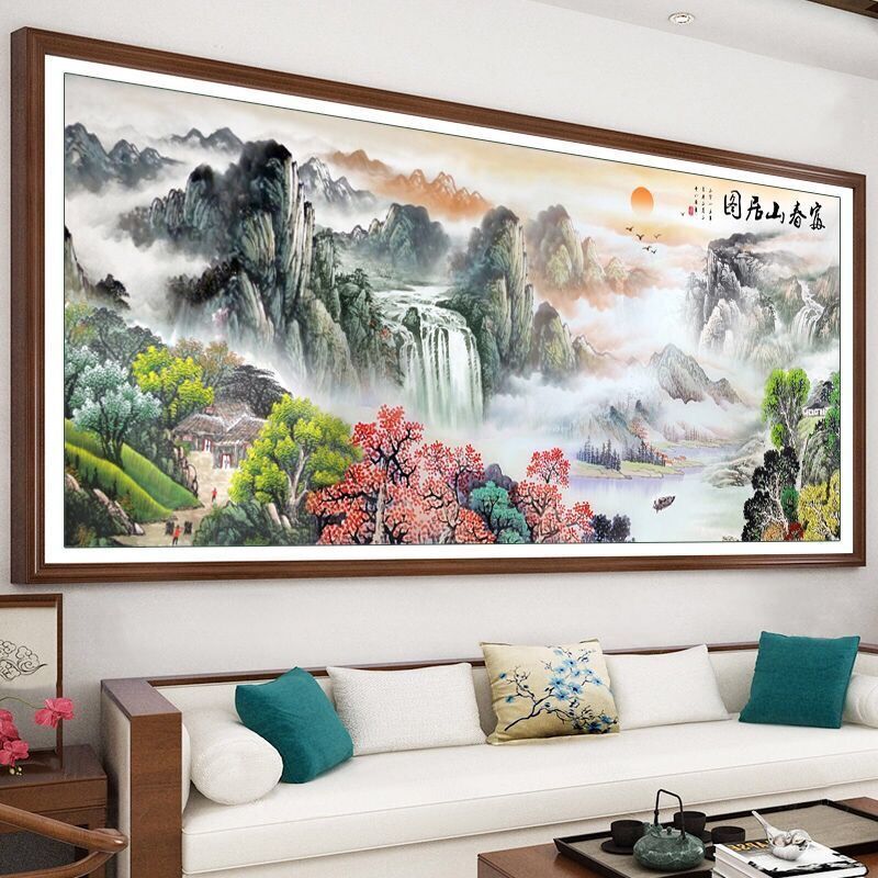 客厅风景大幅手工十字绣