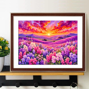 原创版权旭日东升朝阳花海十字绣2026新款自己手工绣客厅高级感画