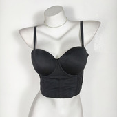 性感大码 带钢圈内衣 鱼骨胸衣露背吊带美背可卸肩带塑身上衣短款