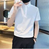 潮流2025新款 翻领短袖 百搭体恤上衣 t恤韩版 修身 polo衫 男潮牌夏季