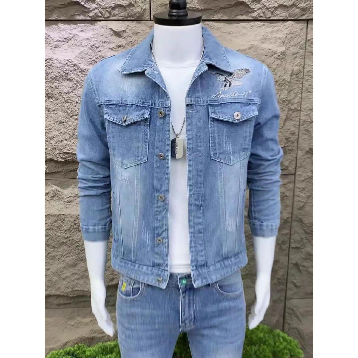 2023秋季新款港风日系复古水洗痞帅破洞翻领牛仔夹克 JK1064-