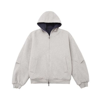 美式重磅双拉链卫衣男秋冬新款宽松撞色连帽开衫加厚休闲运动外套