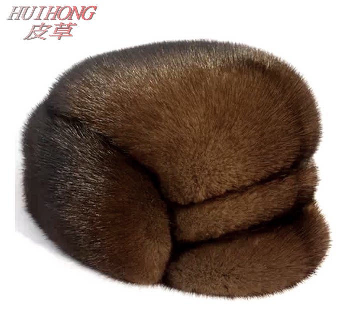 中老年水貂帽男真皮草帽貂毛帽进口貂皮帽男整貂帽户外休闲保暖帽