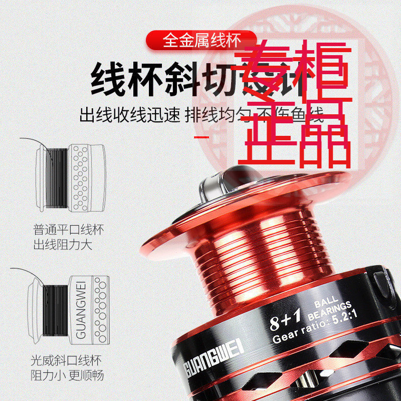 ㊣光威鱼线轮金属线杯纺车轮远投鱼轮路亚轮9轴鱼线轮矶钓轮抛竿