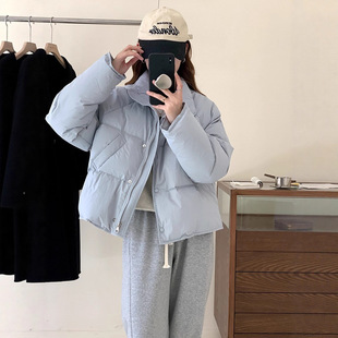 反季羽绒棉服女短款2023新韩版小个子纯色时尚面包服甜美保暖外套
