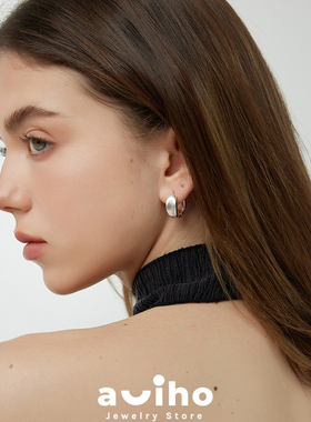 aviho 绸缎光感拉丝耳圈高级感轻奢气质法式百搭素圈耳环耳饰