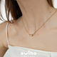 aviho 法式 几何天然贝母小方牌项链高级简约轻奢锁骨链