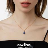 aviho 清冷蓝色青金石项链女复古小众设计休闲气质颈链锁骨链