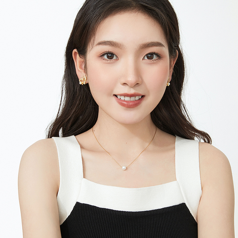 aviho 一生一世 法式经典一颗珍珠（锆石）项链简约百搭锁骨链