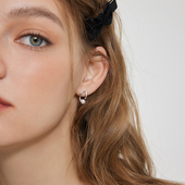 aviho 高级几何造型镶嵌天然珍珠耳环钉简约气质925银针百搭轻奢