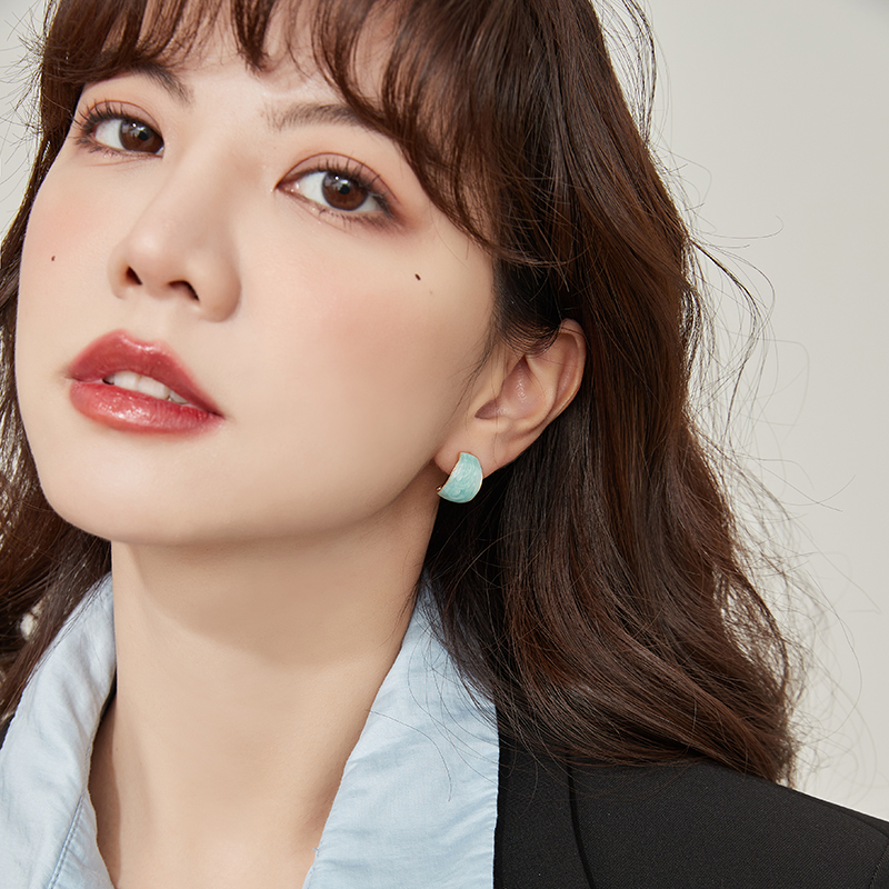 aviho清新时尚珠光珐琅精致耳环