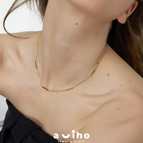 aviho 小众精致简约拼接高级感日常通勤百搭钛钢项链叠戴锁骨链
