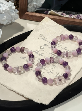 天然紫水晶多宝手串女时尚原创小众设计精致百搭高级感水晶手链
