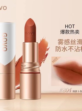 GOVO菁纯不沾杯定妆口红柔雾哑光滋润持久防水正红色红棕胡萝卜色
