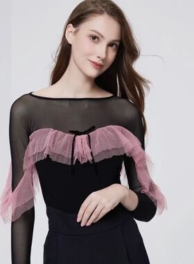 YHA舞服女士上衣新款连体摩登舞练习服原创设计国标舞服拉丁舞