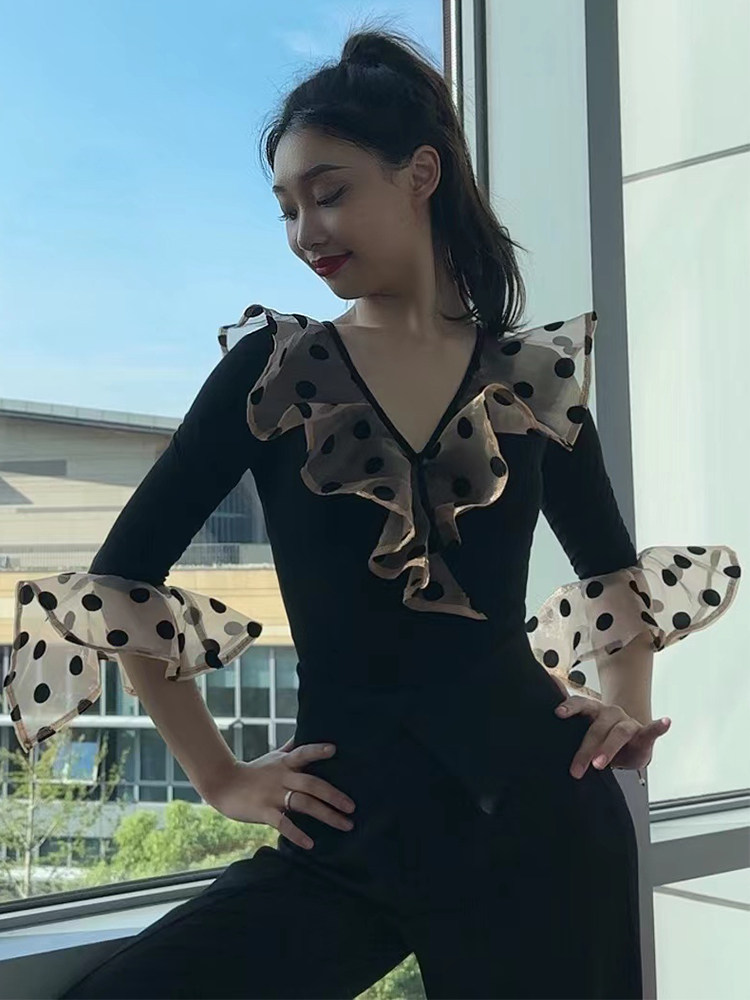 YHA舞服摩登舞连体上衣女新款