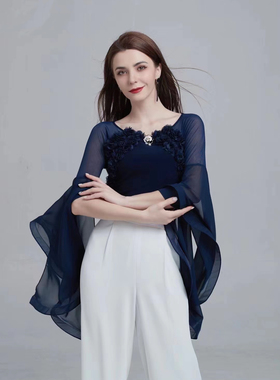 YHA舞服摩登舞练习服连体上衣女长袖新款原创设计国标舞拉丁舞服