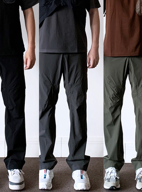 UMSSUSP 夏季轻薄美式3D立体剪裁弯刀拉链神裤解构显瘦软壳冲锋裤