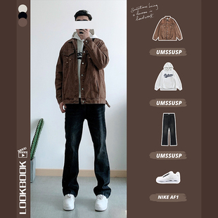 宽松休闲百搭微喇叭裤 复古街头水洗黑直筒牛仔裤 2023美式 UMSSUSP