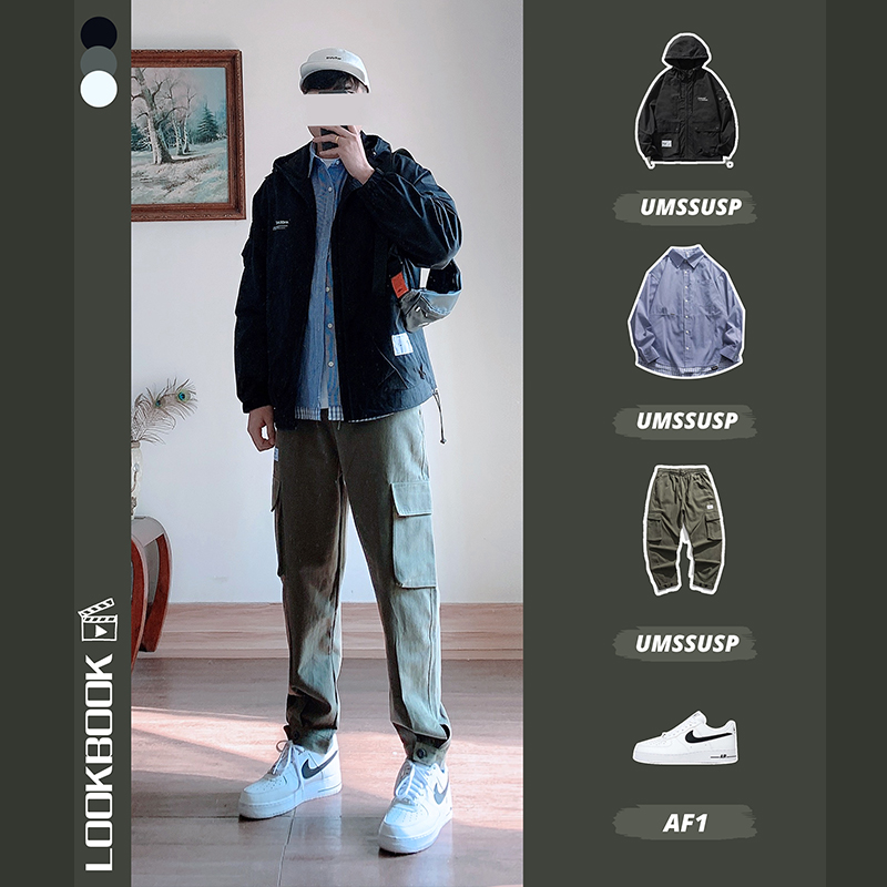 国潮连帽春季工装夹克