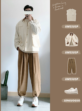 UMSSUSP 春季男士日系纯色多口袋休闲外套防泼水机能户外翻领夹克