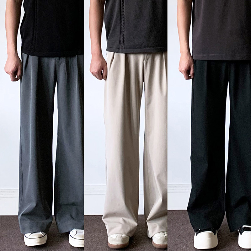 TR立体剪裁双褶位A字型西裤宽松