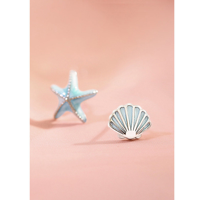 s925纯银海星耳钉女夏天简约小巧