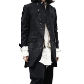 Elena Dawson工匠品质亚麻羊毛戗脖领毛边八粒扣暗黑先锋西装 外套