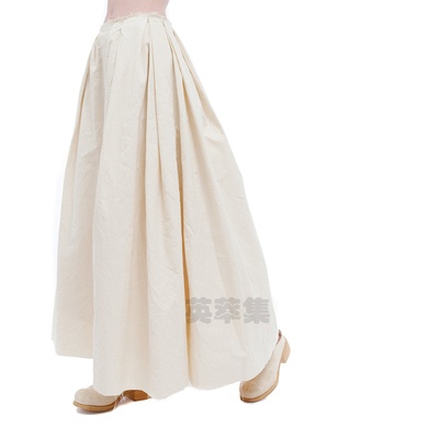 A字廓形宽摆打褶法式气质长裙