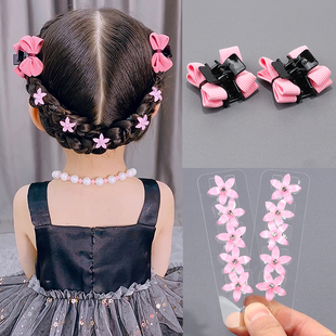 儿童可爱蝴蝶结抓夹碎发夹女童公主编发小花扣夹珍珠发扣套装头饰
