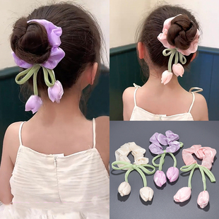 儿童柔软立体花朵发圈女童扎丸子头大肠发圈郁金香发夹扎马尾头饰