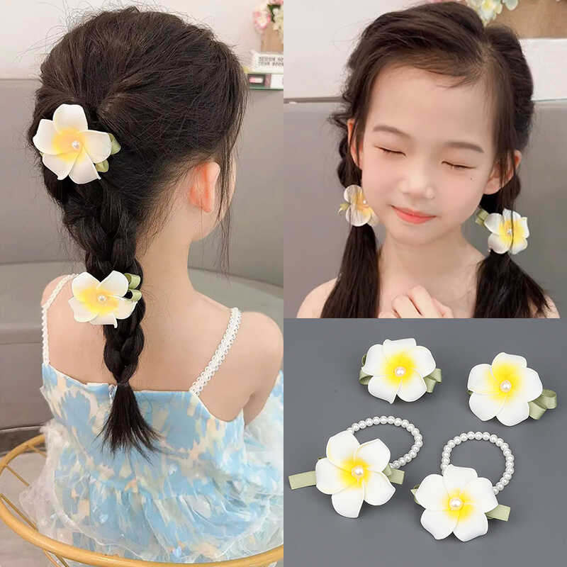 儿童甜美鸡蛋花珍珠发圈发夹