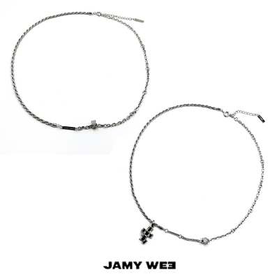 JAMYWEE可拆卸吊坠银镀白金项链