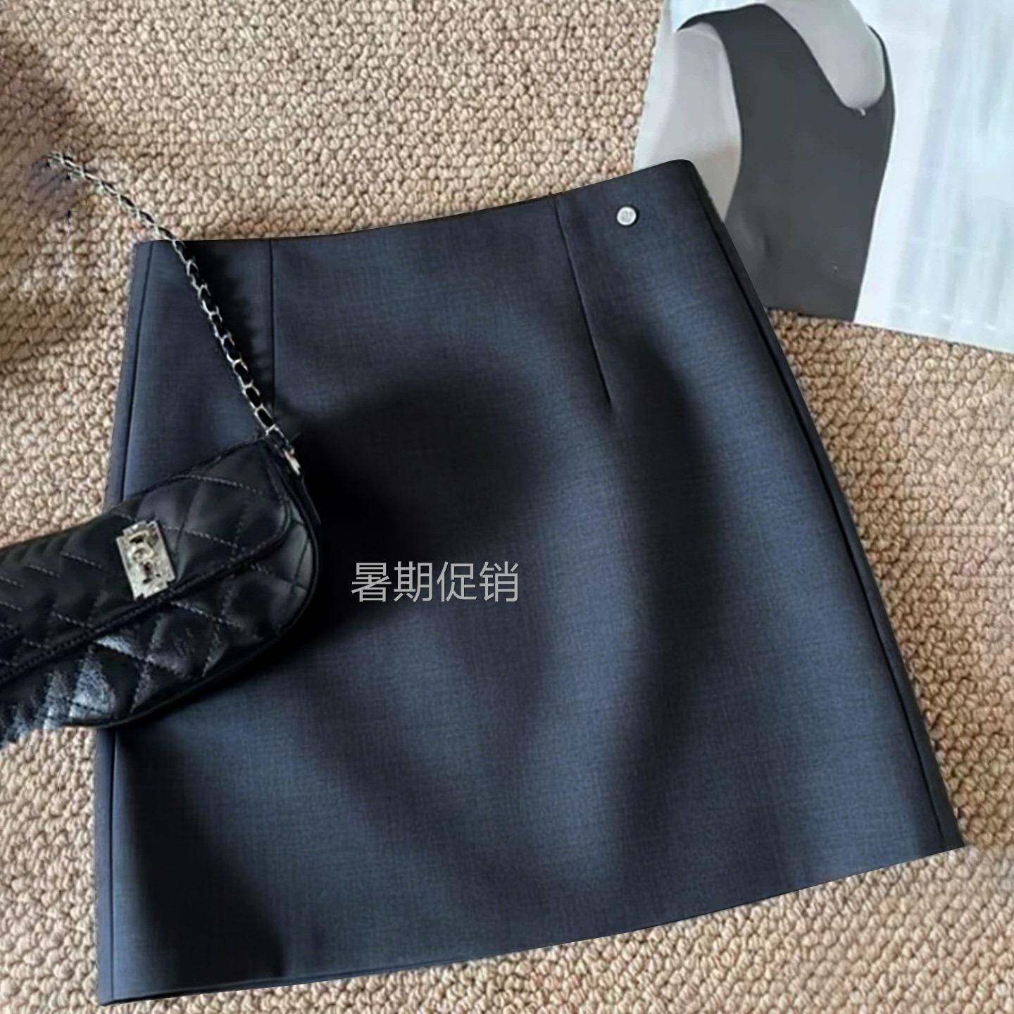 韩系简约灰色西装A字半身裙女高腰修身短裙百搭包臀裙显瘦裙裤