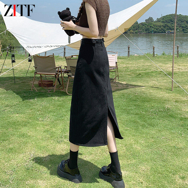黑色牛仔裙女半身裙2026新款春夏中长款小个子a字包臀裙子长半裙