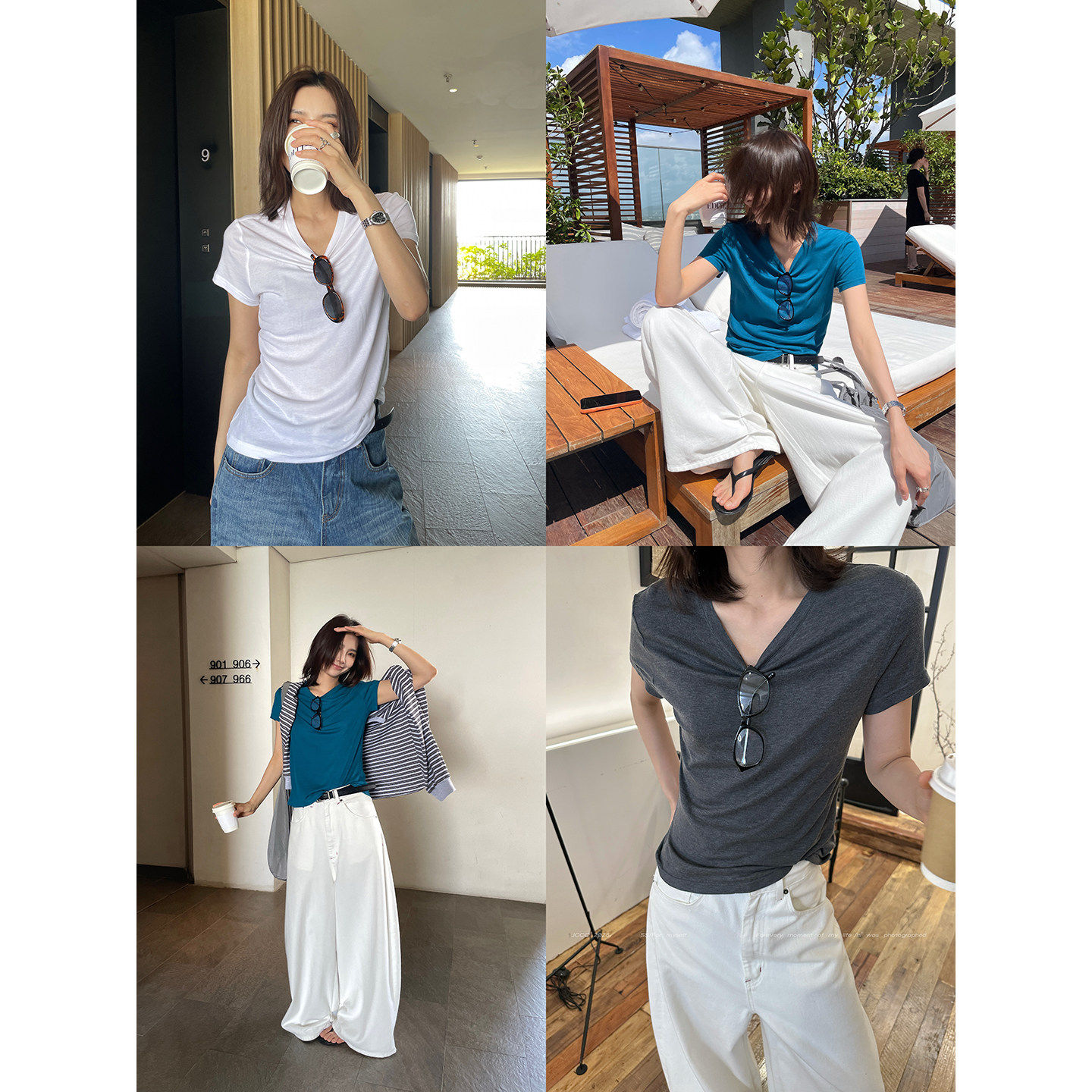 JCCC影子【打底艺术家】桑蚕丝经典款圆领短袖简约百搭T恤上衣女