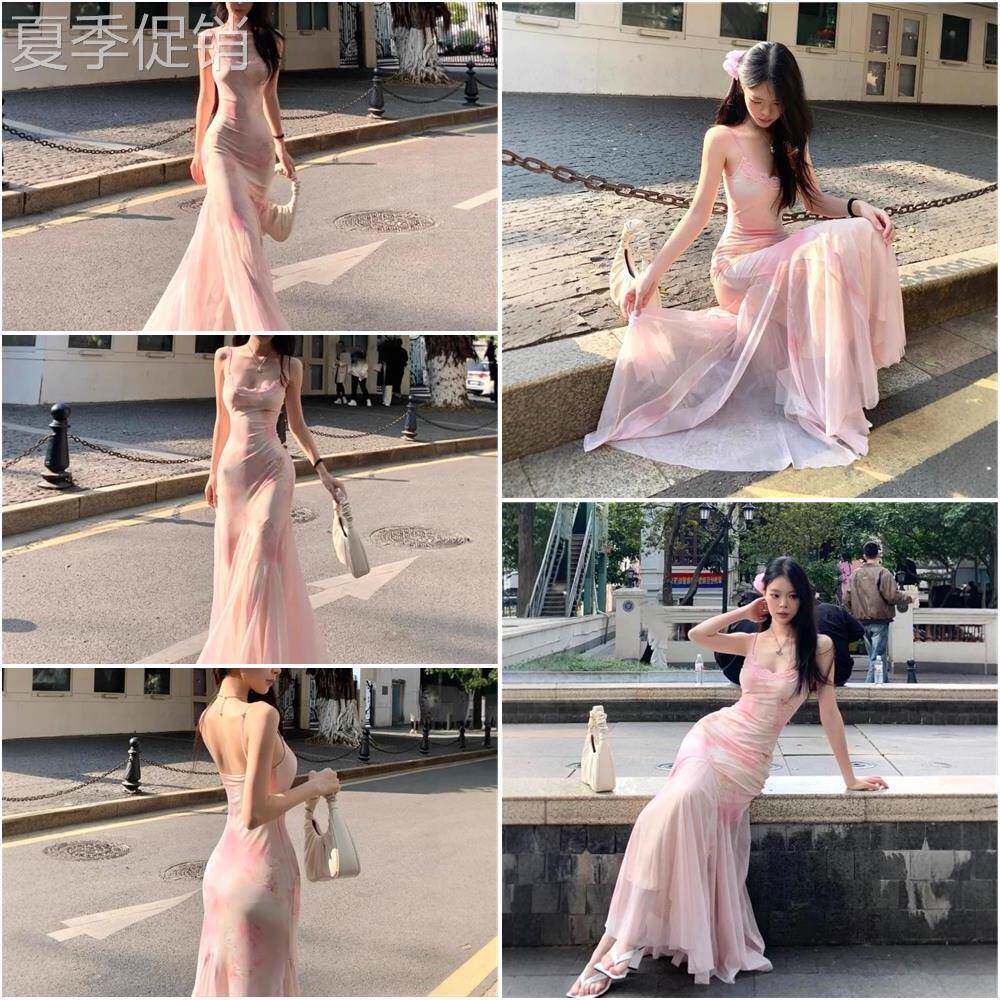 高级感渲染碎花连衣裙女夏季超仙连衣裙