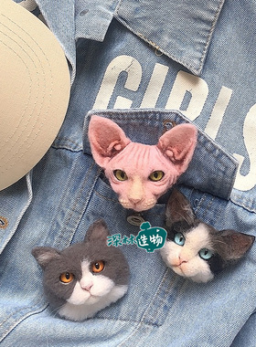 羊毛毡定制宠物猫咪胸针