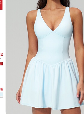 泽创跨境健身瑜伽服运动户外跑步运动紧身吊带连衣裙瑜伽服9582