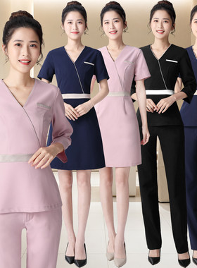 夏季薄款高端美容师工作服套装