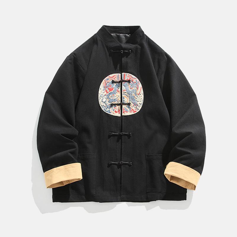 亚麻国风新中式刺绣棉麻唐装外套