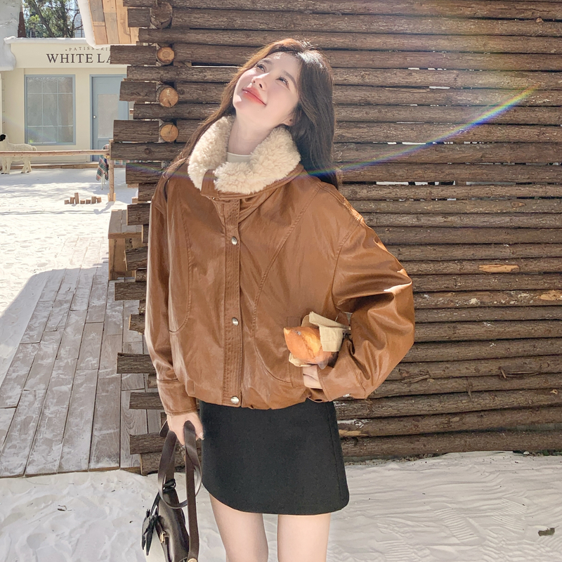 新品首发 橘色蛋白皮羊卷毛羽绒内胆90绒 外套P285-K398