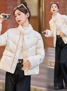 现货2025冬装新款中式古典羽绒服时尚气质百搭国风保暖外套修身潮