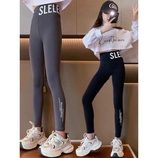 子潮 中大童女童学生一体外穿芭比裤 儿童鲨鱼冬季 加绒加厚秋冬底裤