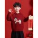 加厚线衣服 新款 男童新年红色马年毛衣儿童半高领针织衫 2026秋冬装