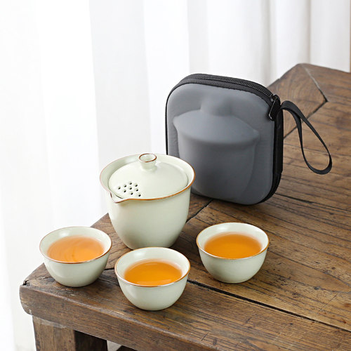 元福锦快客杯汝窑旅行茶具泡茶器