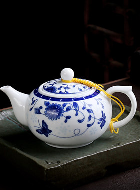 小号青花陶瓷茶壶功夫茶具白瓷泡茶水壶家用酒店酒楼一壶两杯醋壶