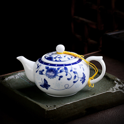 小号青花陶瓷茶壶功夫茶具白瓷泡茶水壶家用酒店酒楼一壶两杯醋壶