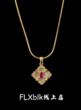 小众精致ins小饰品四叶草绿锆项链男女情侣款送礼物