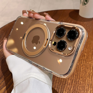 12硅胶套 13p女款 旋转带支架适用iphone16promax手机壳苹果17pro新款 磁吸透明高级感15气囊全包防摔14plus男士